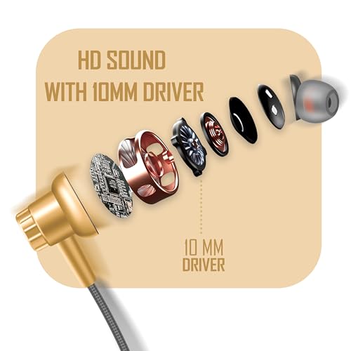 Image of TP Troops Bluetooth Wireless in Ear Earphones with Above 20 Hours Playback, 10mm Dynamic Driver, Gaming Mode, High Bass, IPX4 Water and Sweat Resistant, Type C Fast Charging (Gold)