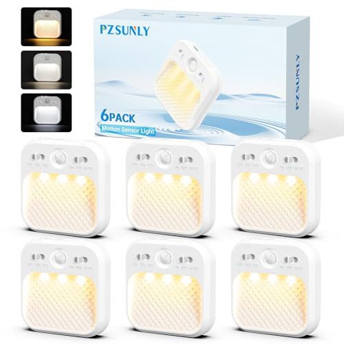 PZSUNLY Luz Nocturna Infantil con Sensor de Movimiento - 6 Piezas LED con 3 Temperaturas de Color y Diseño Magnético, Luces para Pasillo, Baño, Escaleras y Dormitorio Infantil
