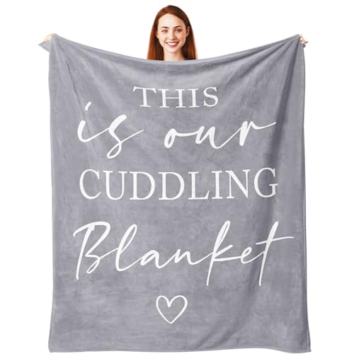 Pubrave Gifts for Couples/Her/Him/Girlfriend/Boyfriend/Wife/Husband Anniversary Christmas Wedding Engagement Gifts for Women/Men Romantic Couple Cuddling Blanket Grey 60x50in