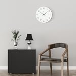Lafocuse 12 Inch White Wall Clock Silent Non Ticking Batterie Operated, Simple Moderne Horloge de mur analogique pour salon Décor cuisine bureau de chambre, Horloge Murale décoratif