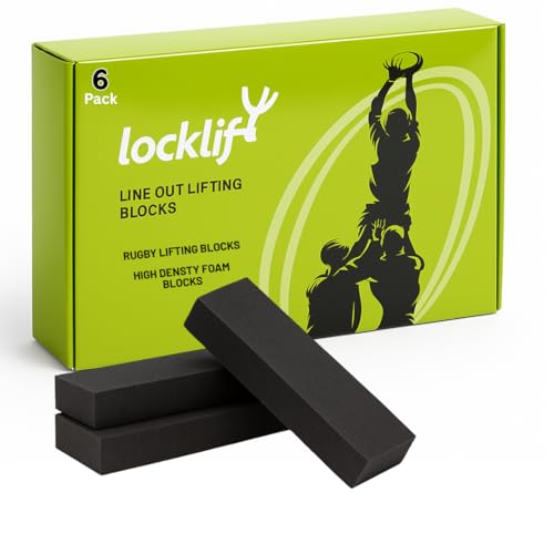 locklift Rugby Lineout Lifting Blocks – Pack of 6 or 50 – Foam Rugby Blocks for Lineout Training – Compatible with Rugby Tape, Zinc Oxide Tape, EAB Tape, Strapping & Rugby Accessories for Lifting (6)