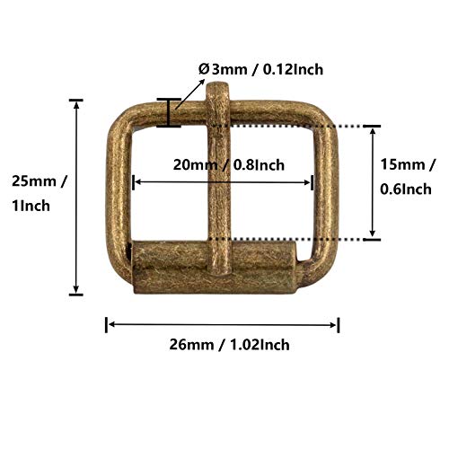 Generic Metal Bronze Rectangle Buckle 0.8" X 0.6" Inside Size Needle Bar Strap Keeper Pack Of 20 #TOP5