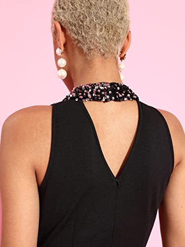 Image of Miss Chase Womens Halter Neck Sleeveless Embellished Regular-Length Jumpsuit