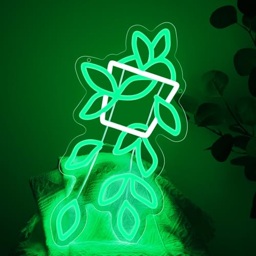 Green Planter Neon Lights,LED Hand Bouquet Neon Signs for Wall Decor, Neon Light Sign Neon Room Decor,USB Night Lights for Bedrooms,Shops,Florists,Bars,Parties,Wedding,Holiday Gifts