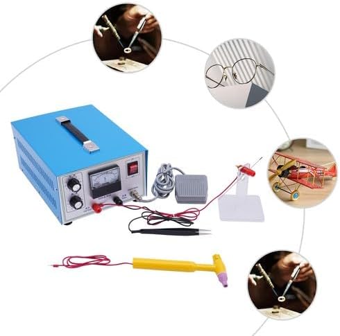 Permanent Jewelry Welder Kit, 500W Jewelry Welding Machine, 110V 50A Portable Pulse Jewelry Welder with Foot Pedal &Hand-Held Welding Gun for Gold Silver Platinum Spot Weld (Blue)