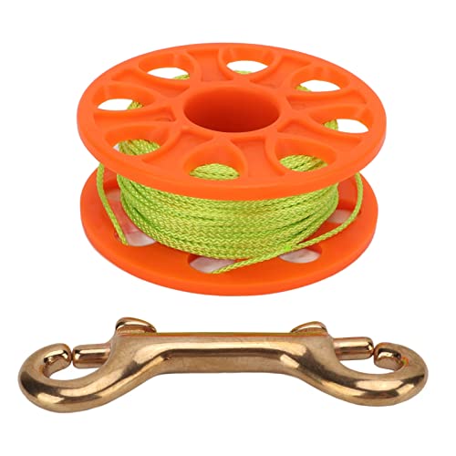 Dive Reel, Diving Finger Reel Diving Safety Hook Scuba Reel Large Spool Reel with Double End Hook 30m Fluorescent Green Line for Underwater Sports Orange