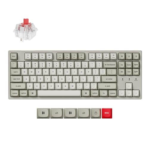 Image of Keychron C1 Pro 8K QMK Wired Custom Mechanical Keyboard, TKL Layout Launcher Support with Hot-Swappable Super Red Switch, PBT Keycaps Compatible for Mac Windows Linux