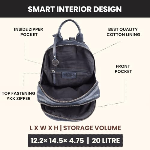 Image of Genuine Leather Backpack for Men, Casual Backpack for Women Office Bag with Adjustable Shoulder Strap (VL-054-NAVY)