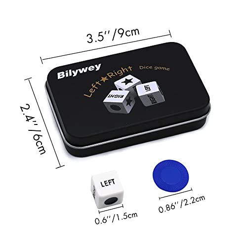 Annietfr Left Right Center Dice Game Set with 3 Dices + 36 Chips (Blue) - Image 6