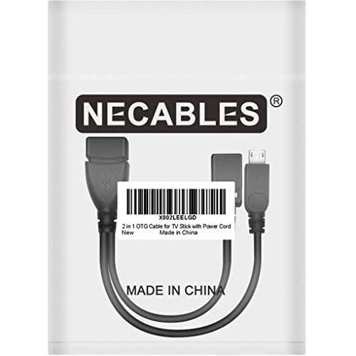 NECABLES Cabo OTG 2 em 1 para TV Stick com cabo de alimentação USB tipo A fêmea para micro USB macho