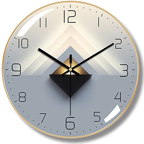 CJY- mirror Reloj de Pared Redondo de 12 Pulgadas, Reloj de Pared silencioso de Moda para decoración del hogar, Reloj de Cuarzo Colgante Digital Minimalista,B Cover