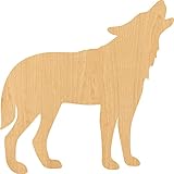Howling Wolf Laser Cut Out Wood Shape Craft Supply - 4 Inch