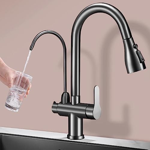 Robinet de cuisine 3 voies gris mitigeur laiton eau chaude froide robinet evier
