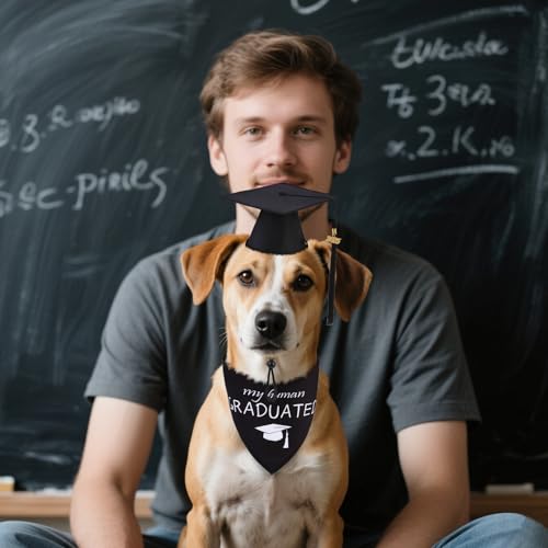 PUPTECK Cachecol bandana de formatura para cães com lindo boné de cachorro, suprimentos de decoração