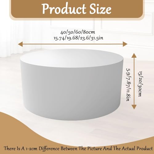 Socle cylindrique rond blanc 40x15cm pour vitrine et mannequin