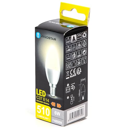 Blendend Bombilla LED C37 E14 6W 4000K - Eficiencia energética, luz blanca neutra, ideal para iluminación doméstica y comercial.