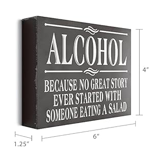 Barnyard designs wooden box sign funny desk decor primitive decor office desk decorations women office bathroom shelf decor funny office decor humor alcohol because  urban country home decor