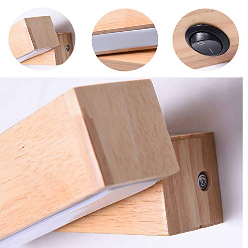Applique murale rotative LED en bois massif avec interrupteur intégré pour un éclairage blanc chic - 7