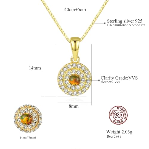 Bijoux fins en argent sterling 925 avec pendentif opale rond - 4