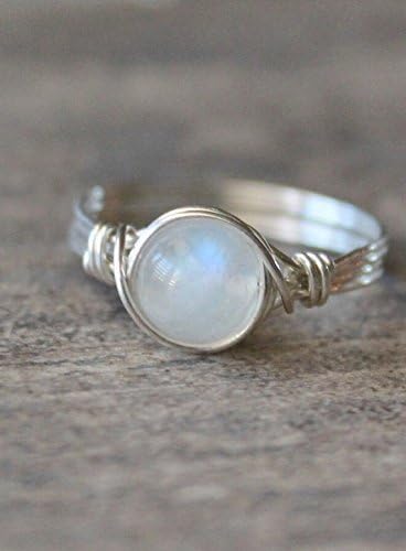 Moonstone Wire Wrapped Ring, Wire Wrapped Ring, Sterling Silver Filled Ring, Custom Made To Your Size