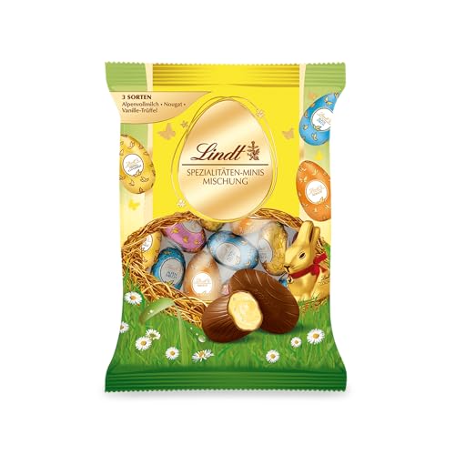 Lindt Schokoladen Spezialitäten Minis Mischung | 3 x 100 g | Mini Eier in den Sorten Alpenvollmilch, Vanille-Trüffel und Nougat | Oster Schokolade | Schokoladengeschenk | Ostereier | Schokoeier