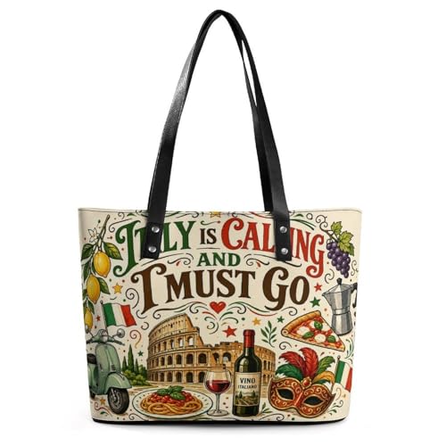 Italy Is Calling Must Explore Large Leather Handbag for Women,
