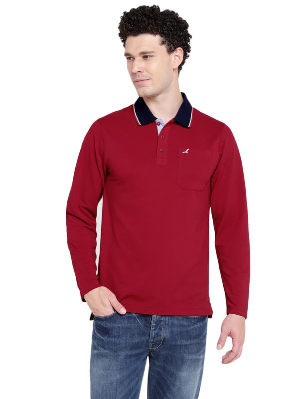 Image of AMERICAN CREW Full Sleeves Polo Collar T-Shirt with Pocket for Men