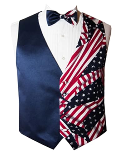 USA Navy American Flags Novelty Vest with Matching Bow Tie