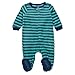 Leveret Boys Girls Kids Footed Fleece Pajama Striped Navy & Green 4 Year