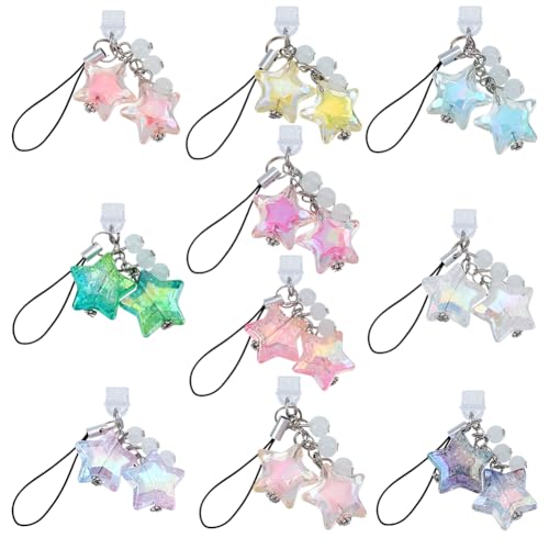 Dijes de tapón antipolvo tipo C OLYCRAFT de 10 colores con colgantes de estrella