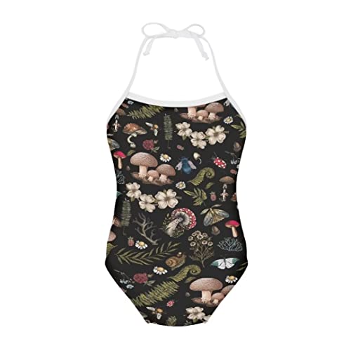 Image of Pinupub Girls Cute Swimsuit One Piece Bathing Suit Sleeveless Halter Neck Swimwear Beachwear