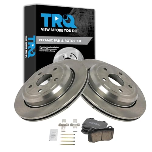Image of TRQ Rear Brake Pad and Rotor Set Ceramic Vented Rotors Compatible with 2012-2019 Jeep Grand Cherokee 2021-2022 Dodge Durango
