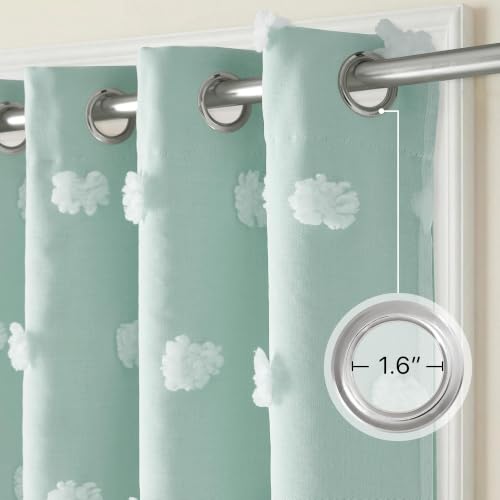 NICETOWN Aqua Pom Pom Curtains for Nursery, Grommet Room Darkening Double Layer Sheer Drapes Thermal Insulated Kids Room Window Treatments for Bedroom, W52 x L63, 2 Panels - Image 7