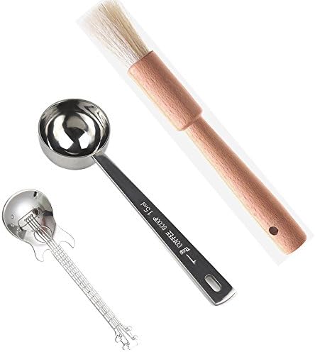 Monord Coffee Grinder Brush, Coffee Brush and Scoop Set, Coffee Scoop 1 Tablespoon Stainless Steel