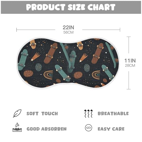 Kigai Skateboards Shooting Stars Baby Muslin Burp Cloths 4 Pack, Soft 4 Absorbent Layers Cotton Burp Rags for Newborn Girls Boys2