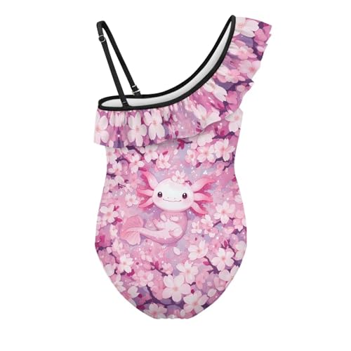 Image of Girls One Piece Swimsuit Ruffled Halter Bathing Suit with Adjustable Strap Beach Sport Swimwear for 3-14 Years