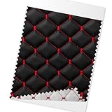 OMAC Faux Leather Upholstery Fabric for Cars SUV Pick-up Truck, Embossed Diamond Stitch, 55' x 39' inch Leather Patches, Red