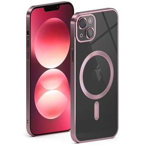 Coque iPhone 13 protection caméra intégrée rose transparente compatible MagSafe