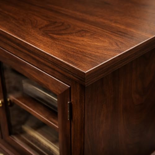 Image of Solid Sheesham Wood TV Unit for 55 Inch & Above | Handcrafted Entertainment Cabinet with Glass Door Storage | Rustic Finish | Pre-Assembled | 70x30x18 Inch | Living Room Furniture