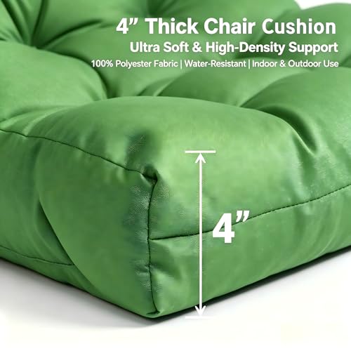 Image of QILLOWAY Outdoor Chair Cushion for Patio Furniture, Waterproof Patio Cushions with Ties, Fade Resistant Replacement Pads for Outdoor Rocking Chairs,Green
