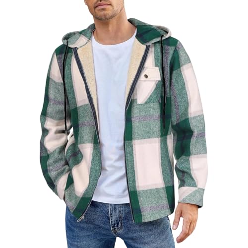 Men Winter Jacket Thicken Big and Tall Plush Zip Up Sherpa Warm Long Sleeve Hunting Fleece Lined Vintage Streetwear