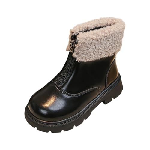 Girls Ankle Boots Comfortable Side Zipper Soft Leather Shoes Winter Warm Solid Color Casual Booties 2025