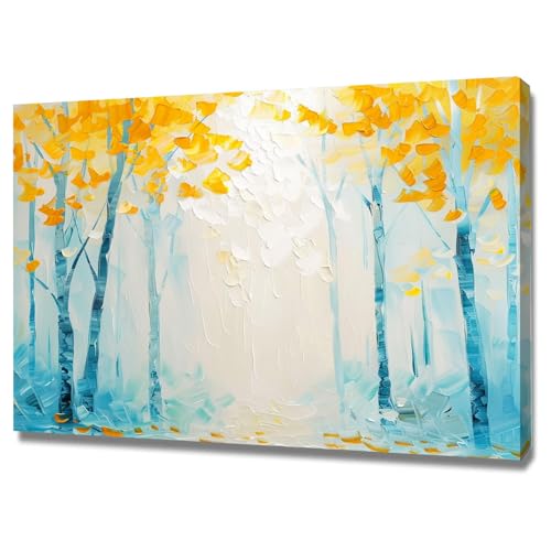 Impression sur toile d'arbres abstraits 50x70cm avec cadre noir pour la décoration du salon