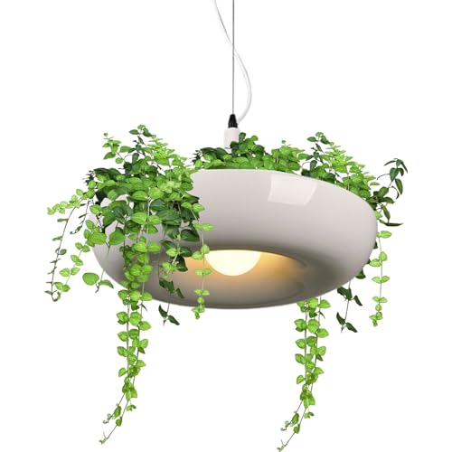 Lámpara Colgante de Plantas en Maceta,Luz de Techo Verde con Plantas para Dormitorio - Iluminación Ambiental Minimalista para Interior Exterior Salón Dormitorio Cocina Oficina Restaurante Casa de Camp