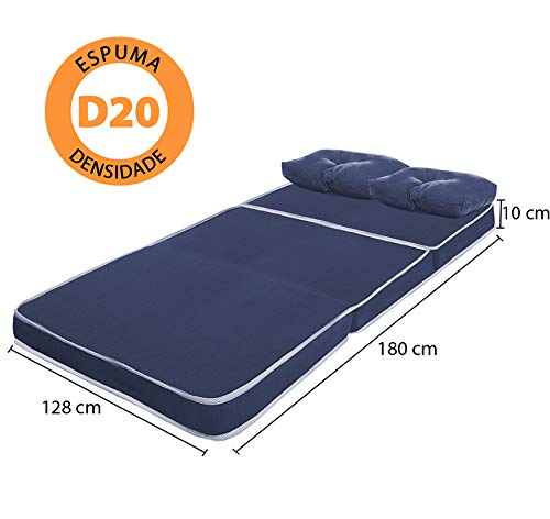 Puff Colchonete Dobrável/Sofa 3 em 1 + Travesseiro Casal BF Colchões