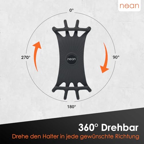 nean Silikonowy uchwyt na telefon komórkowy na kierownicę rowerową, 360°, czarny