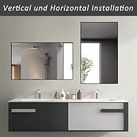 Boromal Spiegel Schwarz 100x60cm Vertikal/Horizontal - Dekorativer Wandspiegel für Badezimmer, Wohnzimmer, Gäste WC – Ansicht 4