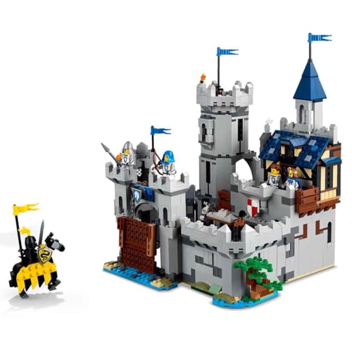 LEGO Creator 3'ü 1 Arada Orta Çağ Atlı Şövalye Kalesi 31168-9 Yaş ve Üzeri Çocuklar için Hem Cirit Seti Hem de Kasaba Olarak İnşa Edilebilen Yaratıcı Oyuncak Yapım Seti, Eşsiz Hediye Fikri(1371 Pr)