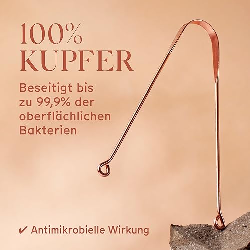 Arista Zungenreiniger Kupfer, Zungenschaber Kupfer Zweier-Pack, Kupfer Zungenreiniger Kinder Und Erwachsene, Mundgeruch Bekämpfen, Kupfer Zungenschaber, Antimikrobielle Wirkung, Zungenschaber Ayurveda