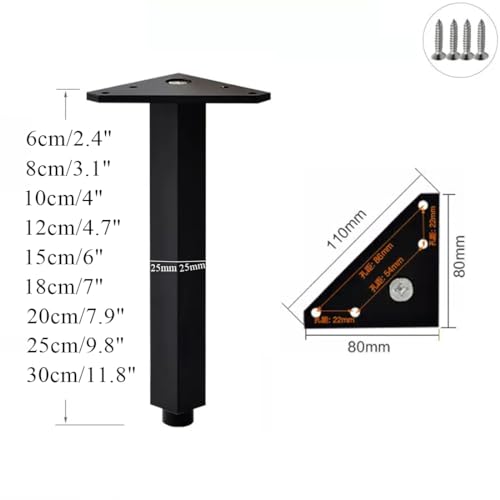 Patas de mesa para cafe de aluminio dorado, soportes regulables cuadrados de 4 piezas 4